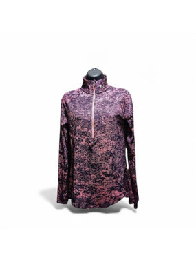 Under Armour Women's Small 1/4 Zip Running Top Pink Black Print (JC206)